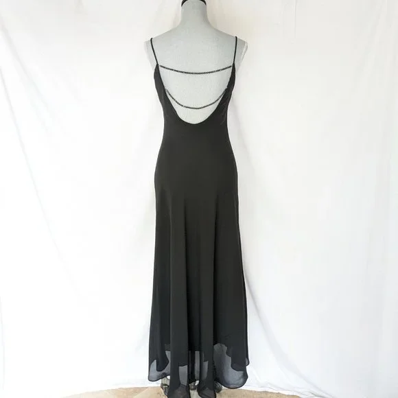 Dresses | Simple And Elegant Sexy Black Strappy Jewel Back A Line Cut Formal  Gown Dress S | Poshmark